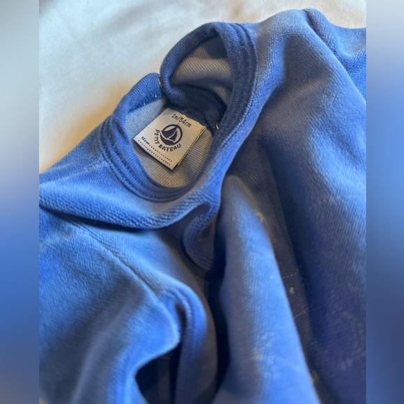 Petit bateau blue velour constellation footed onesie - Picture 6 of 8